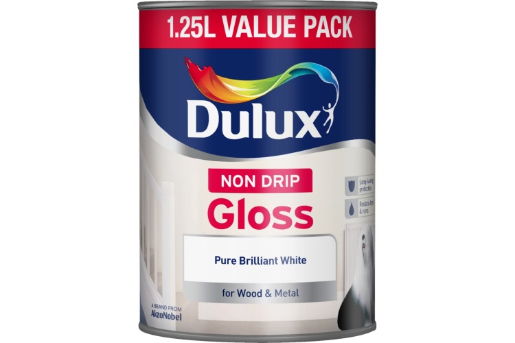 Dulux Non Drip Gloss PBW Pure Brilliant White 1.25L