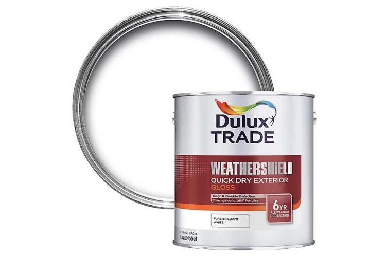 Dulux Trade Weatherhield Quick Drying Exterior Gloss Pure Brilliant White1L