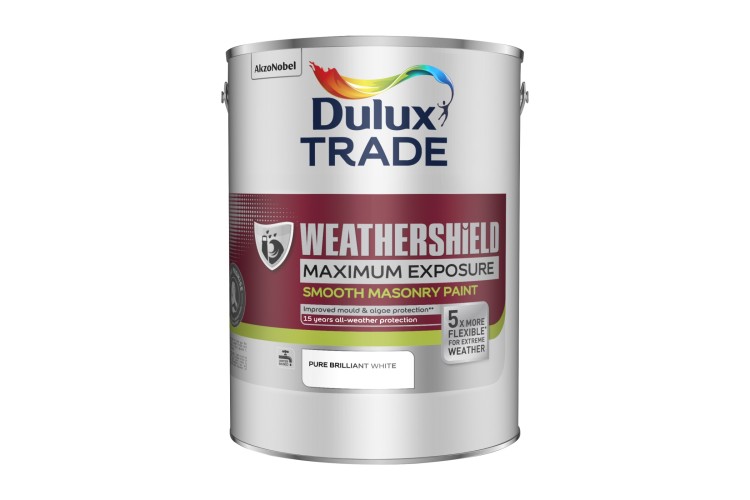 Dulux Trade Weathershield Maximum Exposure Smooth Masonry Pure Brilliant White 5L