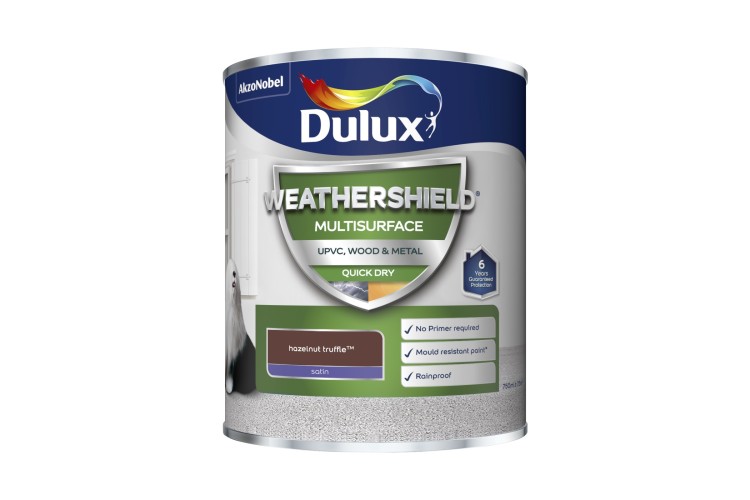Dulux Weathershield Multi Surface  Quick Drying Satin Hazelnut Truffle 750ml