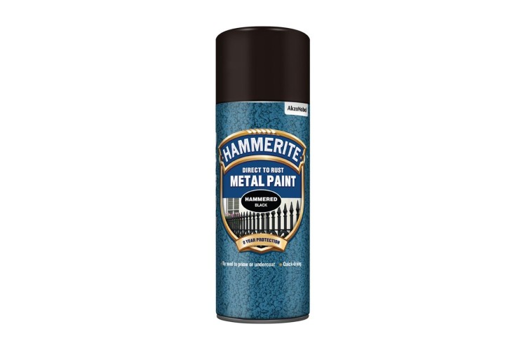 Hammerite Satin Direct To Rust Metal Paint Aerosol Black 400ml