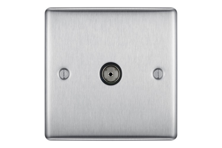 NEXUS METAL BRUSHED STEEL SINGLE SOCKET FOR TV OR FM CO-AXIAL AERIAL CONNECTION