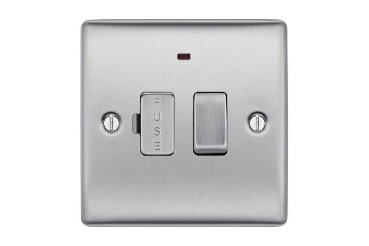 NEXUS METAL BRUSHED STEEL SWITCHED 13A FUSED CONNECTION UNIT, WITH POWER INDICATOR