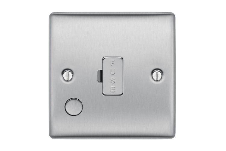 NEXUS METAL BRUSHED STEEL UNSWITCHED 13A FUSED CONNECTION UNIT, WITH CABLE OUTLET