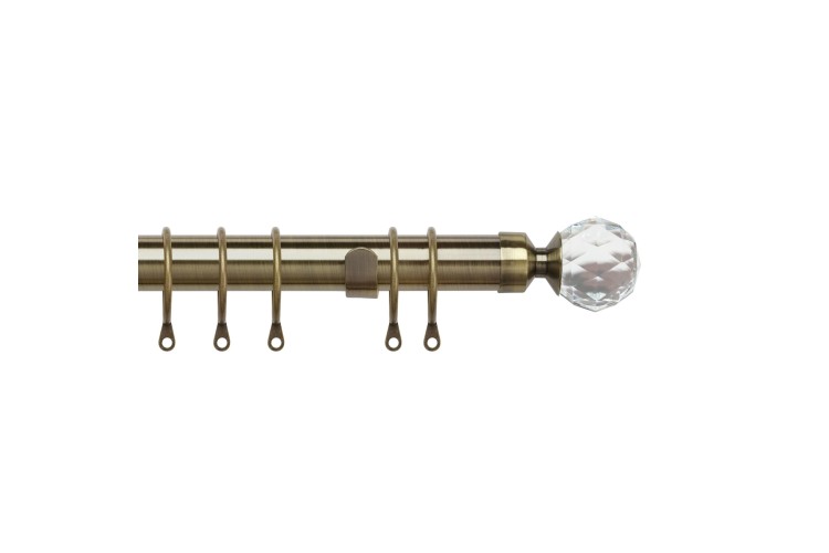 25-28mm 170-300cm Pristine Crystal Extendable Curtain Pole Antique Brass