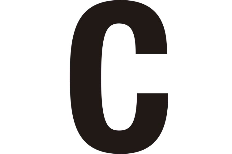 75mm Black Helvetica Bold Condensed Style Vinyl Letter C