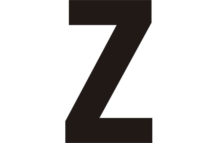 75mm Black Helvetica Bold Condensed Style Vinyl Letter Z