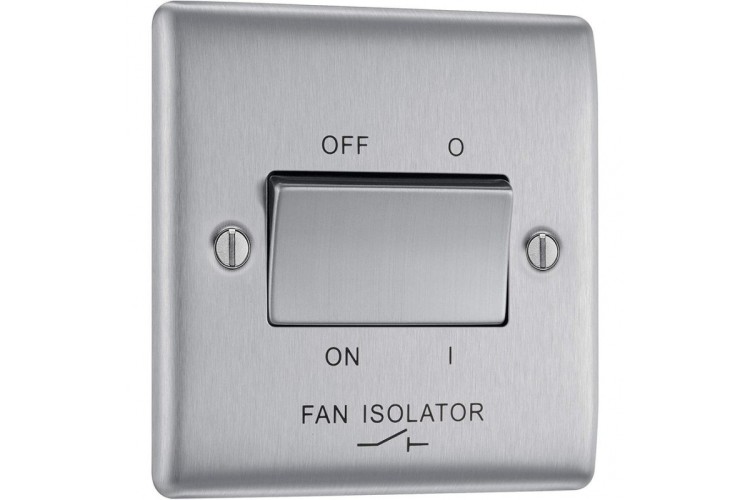 Bg Electrical  Nbs15 10A 3-Pole Metal Brushed Steel Switch Fan Isolator