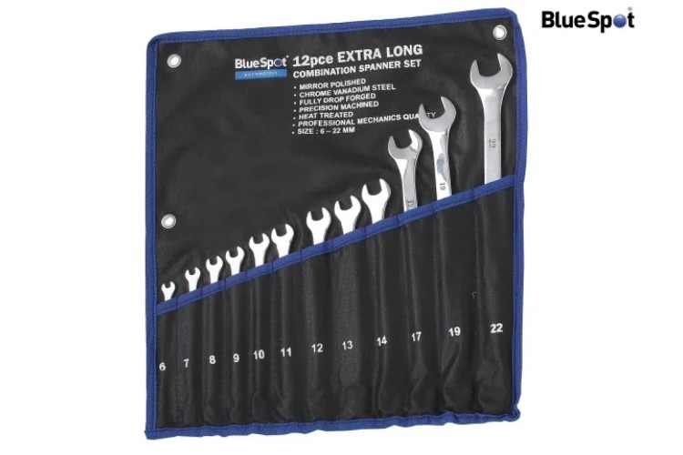 Bluespot Tools Extra Long Combination Spanner Set Of 12 Metric 6 To 22Mm