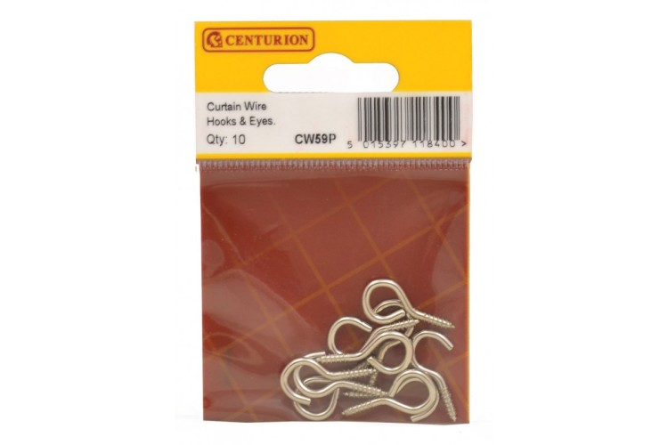 Cen 22Mm X 2Mm Curtain Wire Hooks & Eyes (Pack Of 10) CW59P