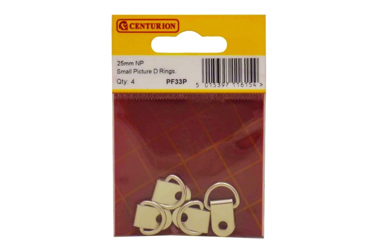 Cen 25Mm Nickel Plated Small Picture D Rings (Pack Of 4) PF33P