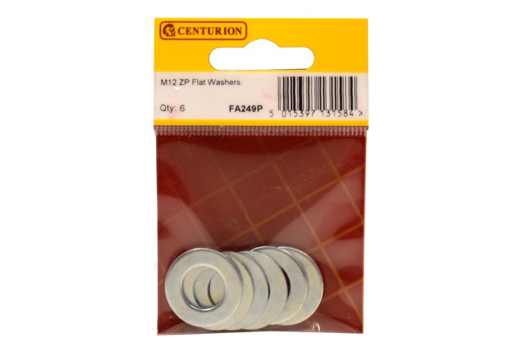 Cen M12 Zinc Plated Flat Washers  (Pack Of 6) FA249P