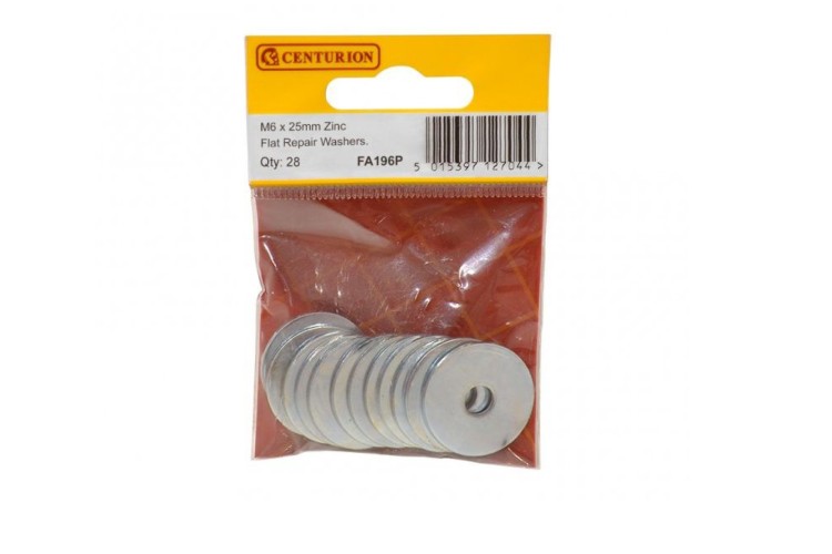 Cen M6 Zinc Plated Flat Washers (Pack Of 28) FA196P