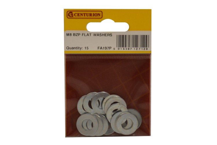 Cen M8 Zinc Plated Flat Washers  (Pack Of 15) FA197P