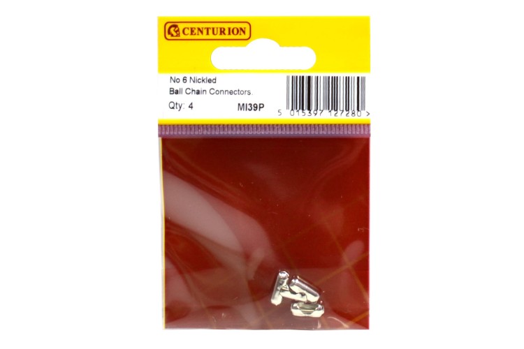 Cen No 6 Nickel Plated Ball Chain Connector (Pack Of 4) MI39P