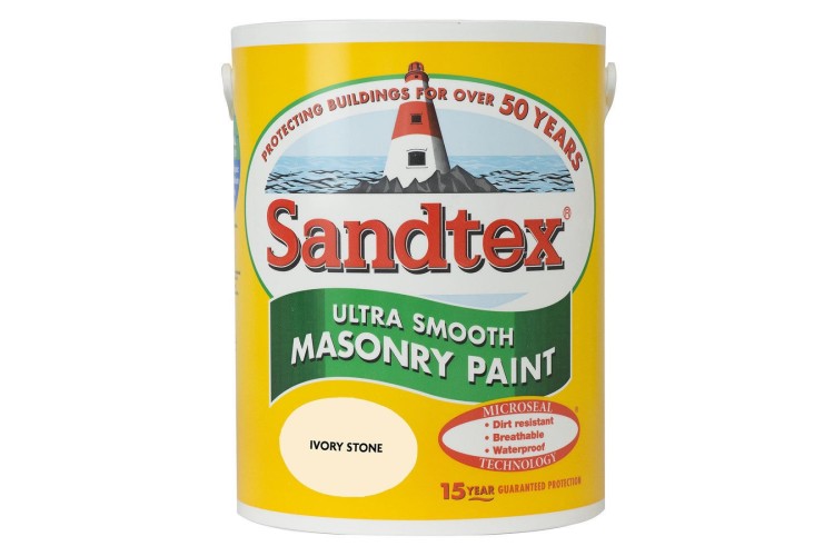 Crown Sandtex  Smooth Masonry Paint 5L  Ivory Stone