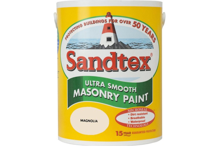 Crown Sandtex  Smooth Masonry Paint 5L  Magnolia