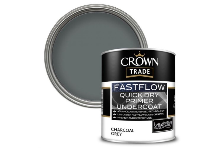 Crown Trade Fastflow Quick Dry Primer Undercoat Charcoal Grey 1L