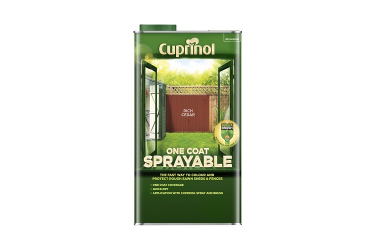 Cuprinol One Coat Sprayable Fence Treatment Rich Cedar 5L