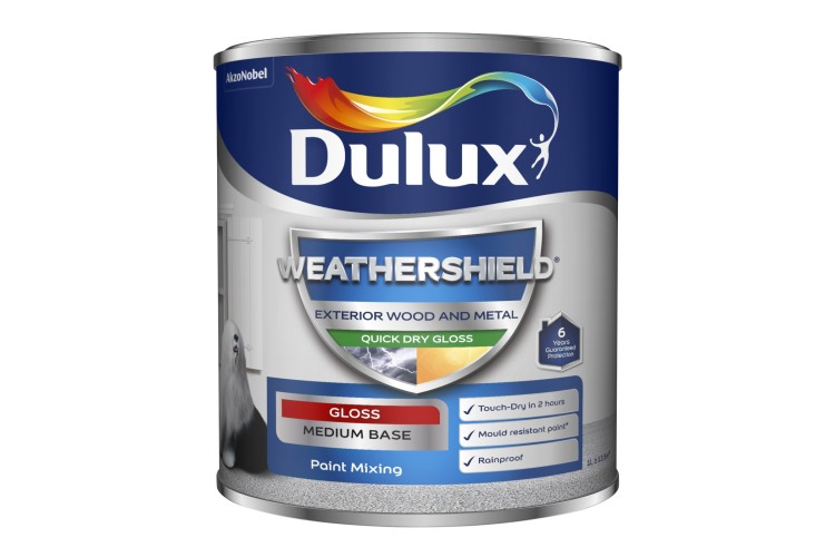 Dulux Colour Mix Weathershield Quick Drying Gloss Medium Base 1L