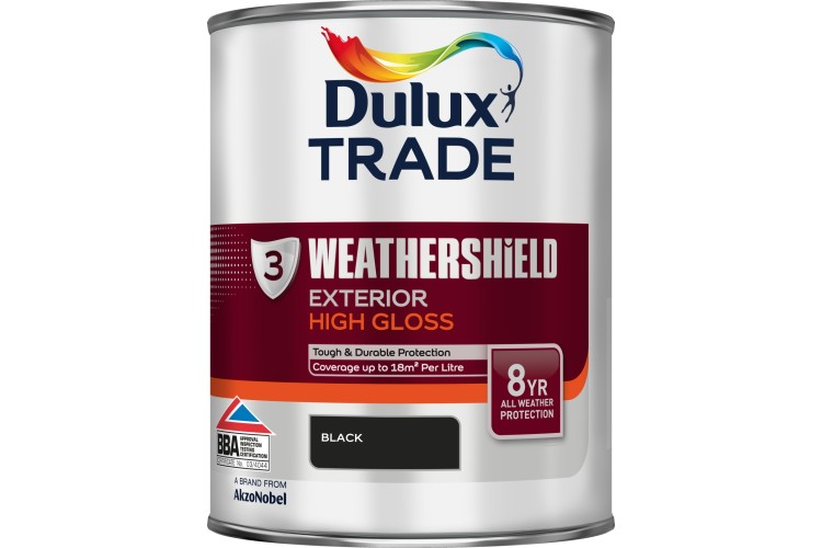Dulux Trade Weathershield Exterior High Gloss Black 1L