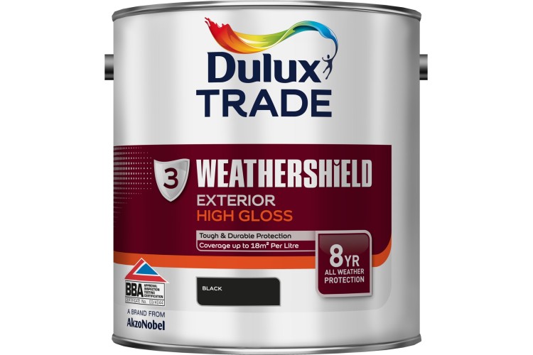 Dulux Trade Weathershield Exterior High Gloss Black 2.5L