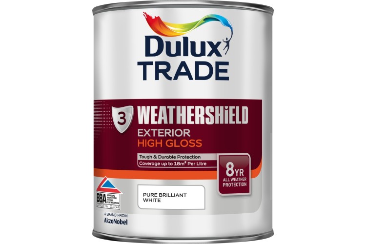 Dulux Trade Weathershield Exterior High Gloss Pure Brilliant White 1L