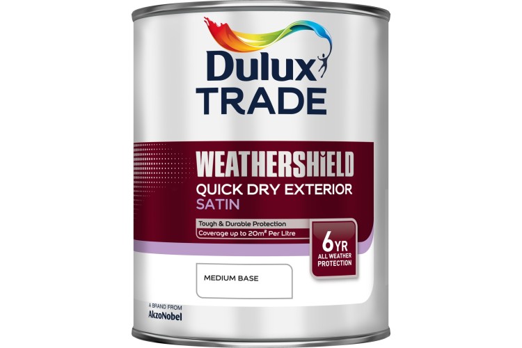 Dulux Trade Weathershield Quick Dry Exterior Satin Medium Base 1L