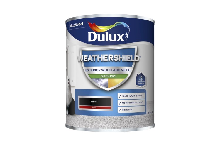 Dulux Weathershield Quick Drying Gloss Black 750ml