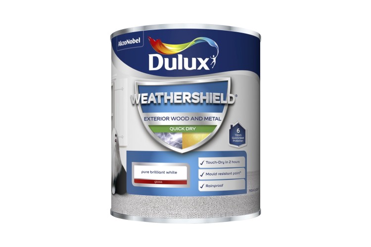 Dulux Weathershield Quick Drying Gloss PBW Pure Brilliant White 750ml