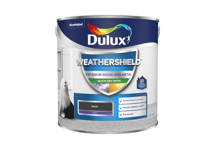 Dulux Weathershield Quick Drying Satin Black 2.5L