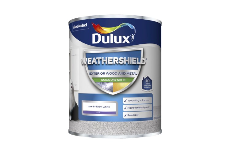Dulux Weathershield Quick Drying Satin PBW Pure Brilliant White 750ml