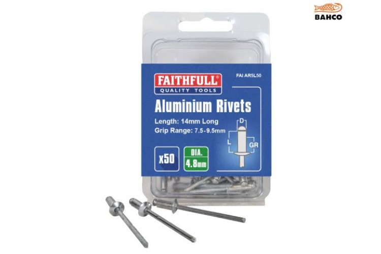 Faithfull Aluminium Rivets 4.8Mm X 14Mm Long Pre-Pack Of 50