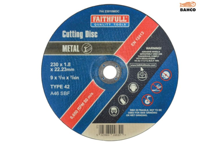 Faithfull Depressed Centre Metal Cut Off Disc 230 X 1.8 X 22Mm