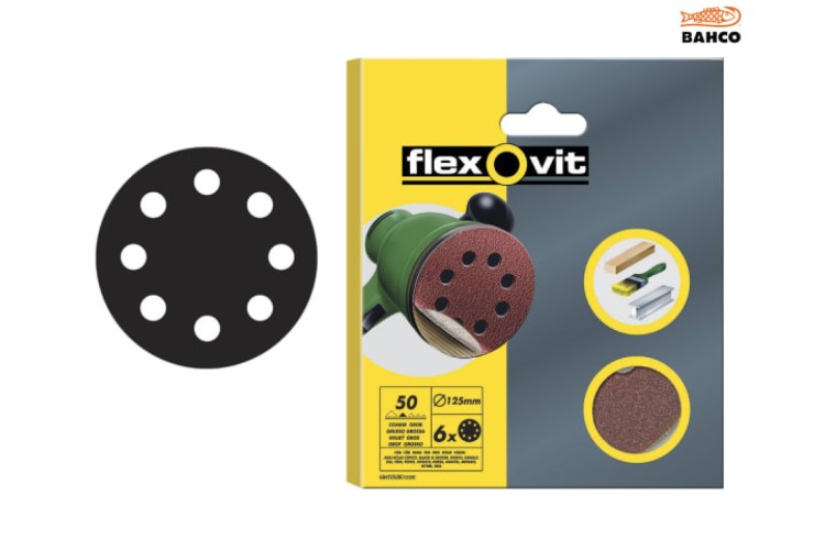 Flexovit Hook & Loop Sanding Discs 115Mm Fine 120G (Pack Of 6)