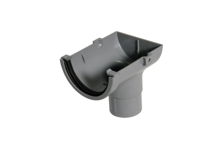 Half Round 75mm Gutter Stopend Outlet Grey