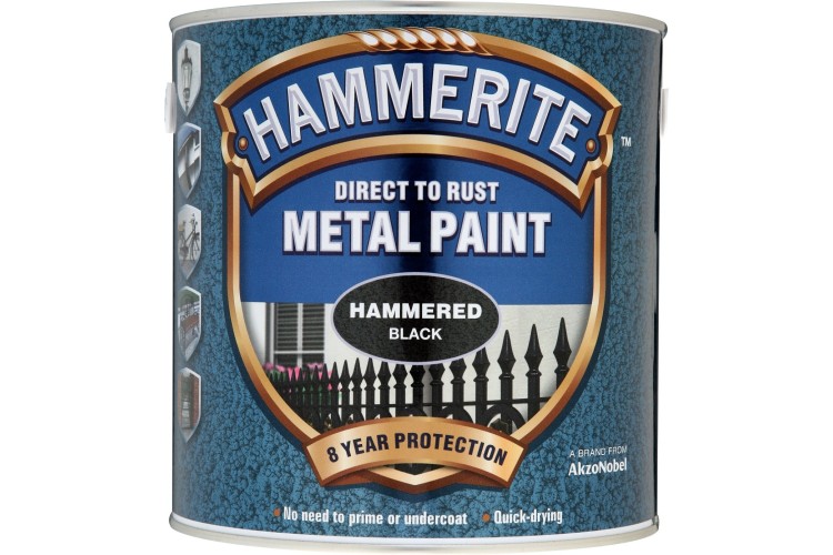 Hammerite Hammered Direct To Rust Metal Paint Black 2.5L