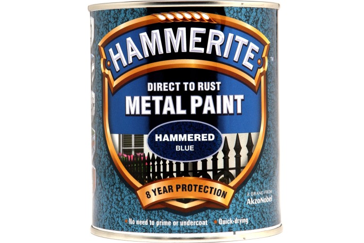 Hammerite Hammered Direct To Rust Metal Paint Blue 750ml