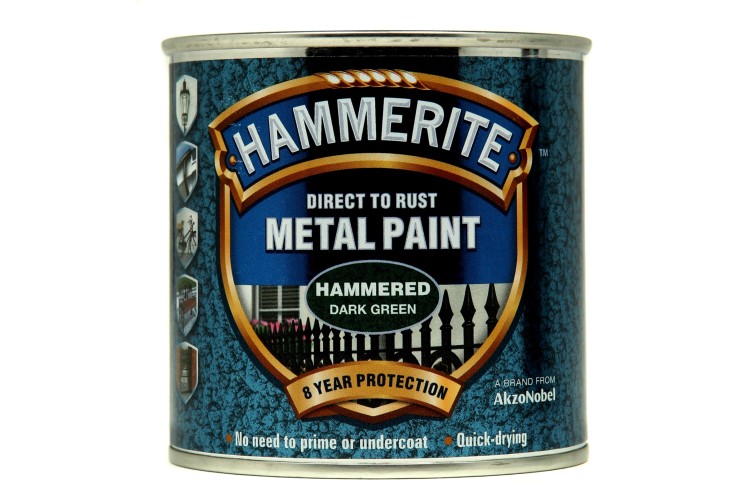Hammerite Hammered Direct To Rust Metal Paint Dark Green 250ml