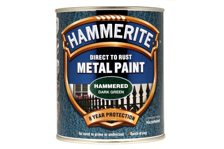 Hammerite Hammered Direct To Rust Metal Paint Dark Green 750ml