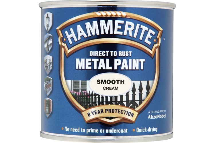 Hammerite Smooth Direct To Rust Metal Paint Cream 250ml