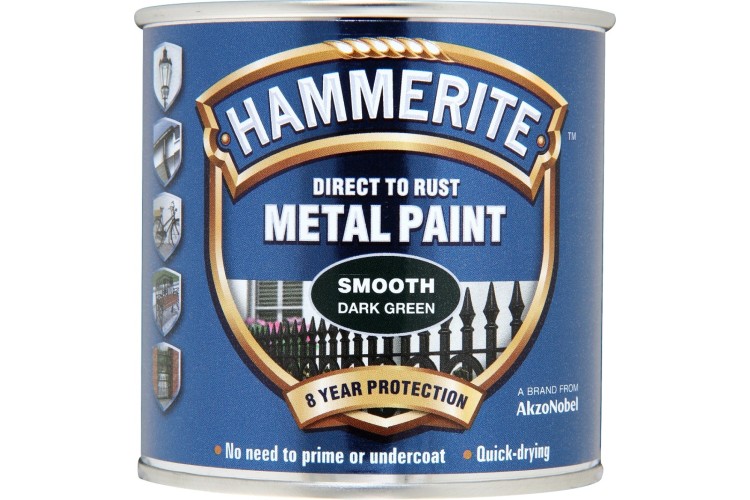 Hammerite Smooth Direct To Rust Metal Paint Dark Green 250ml