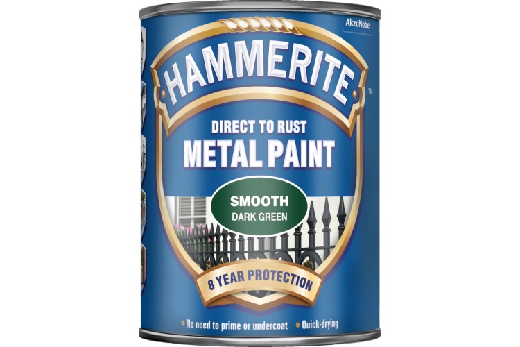 Hammerite Smooth Direct To Rust Metal Paint Dark Green 750ml