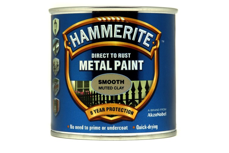 Hammerite Smooth Direct To Rust Metal Paint Muted Clay 250ml