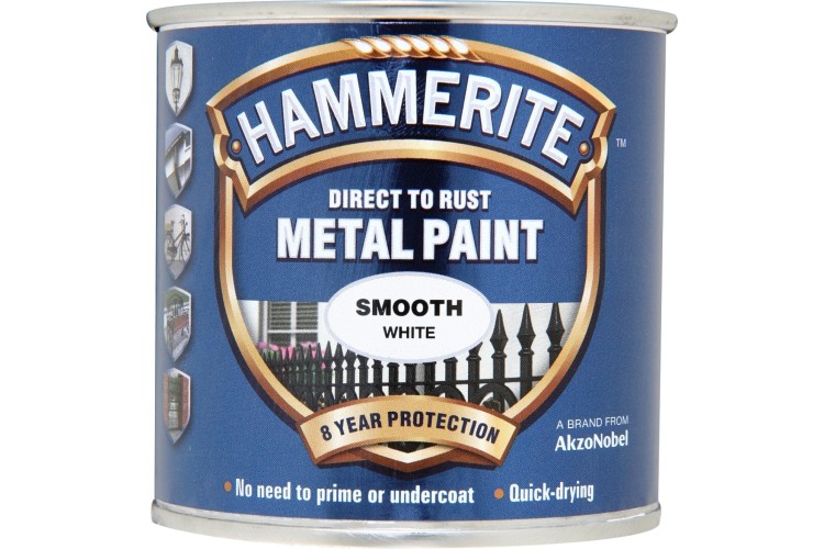 Hammerite Smooth Direct To Rust Metal Paint White 250ml