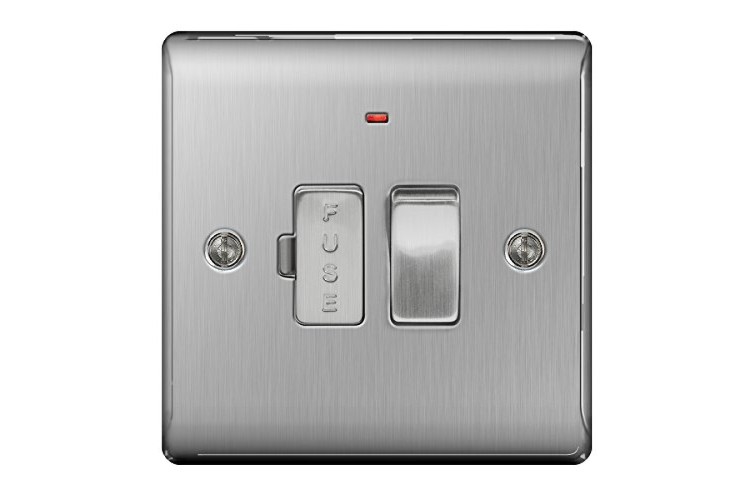Masterplug  Nbs52 13 A Metal Brushed Steel Switched Fused Connection Unit With Neon