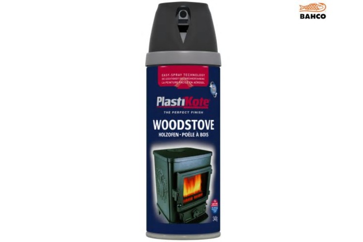 Plasti-Kote Twist & Spray Wood Stove Paint Black 400ml