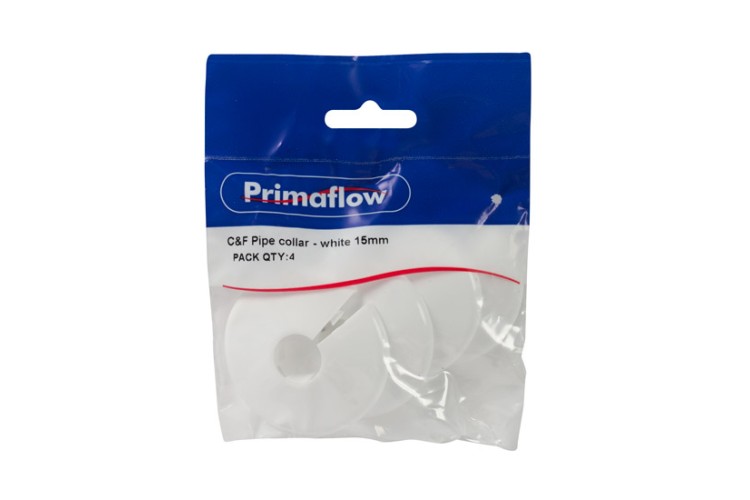 Ps C&F Pipe Collar - White 15mm (Pk4)