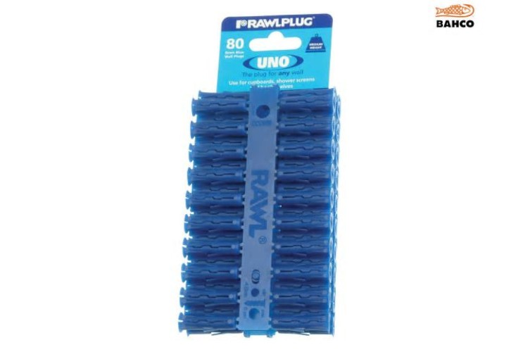 Rawlplug Blue Uno Plugs 8Mm X 32Mm Card Of 80
