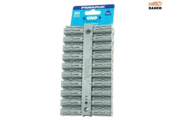 Rawlplug Grey Uno Plugs 10Mm X 36Mm Card Of 80